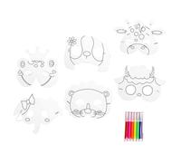 Kisangel DIY Animal Masks for Blank Cartoon Face Masks for Creative Painting and Decorating Includes Dog Lion Elephant Deer Goat Frog Designs with Coloring Pens for Parties and Artistic