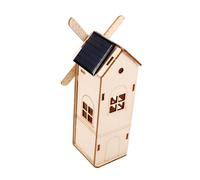 Kisangel DIY Solar Power Windmill Kit for Unfinished Wooden Science Assembly Educational Solar Energy Science Project for Parent Interaction and