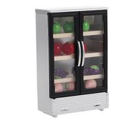 Kisangel Dollhouse Fridge Realistic Simulation Appliance for Dollhouse Decoration Space-saving Furniture for Pretend Play Miniature Freezer Fruits for Toy House Scenarios