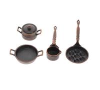 Kisangel Dollhouse Miniature Kitchen Set DIY Metal Pots and Pans Tiny Cookware Accessories for Role Playing and Tea Party Favors Realistic Miniature Kitchen Decor for Dollhouse Model