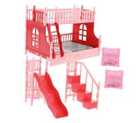 Kisangel Double Layer Dollhouse Bunk Bed Set Mini House Doll Bed Furniture Accessory for Pretend Play Versatile Miniature Dollhouse Furniture Decoration with Pillows