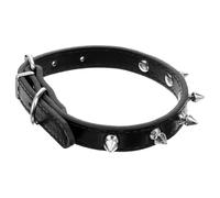 Kisangel Durable Pu Leather Studded Dog Collar Small 1.5cm Width Dark Rivet Puppy Collar for Pet Training and Walking