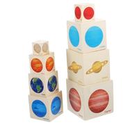 Kisangel Educational Planet Cubes for Age Creative Early Learning Developmental Puzzle Natural Smooth Wood Material Safe and Educational Blocks