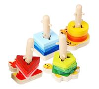 Kisangel Educational Wooden Animal Stacking for Safe Non Toxic Material Fine Motor Skills Development Bright Colors Stimulate Brain Creative Montessori Plaything for Age