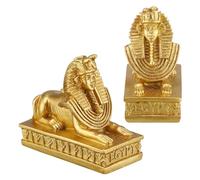 Kisangel Egyptian Sphinx Figurines 2pcs Gold Ancient Egyptian Resin Statue Decor Home Office Photography Prop Collector Unique Ancient Ornament (7x6x3.5cm)
