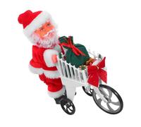 Kisangel Electric Christmas Santa with Music and Motion Plush Holiday Doll with Play Shopping Trolley Festive Decoration for Xmas Winter Party Favors Interactive Moving Santa Collectible