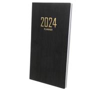 Kisangel English Schedule Notebook A6 Black Paper Artificial Leather Diary for Keep a Diary, Record Plans, Students