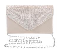 Kisangel Envelope Clutch Bag Spacious Design Elegant Polyester Beige with Rhinestone Decoration for Graduation Time Women Wedding Handbag Party Evening Clutch Purse