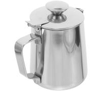 Kisangel Espresso Frothing Pitcher with Lid and Spout Stainless Steel 350ml | Cappuccino Preparation, Home Use, Simple Delicate Design, Silver Finish, Easy Cleanup Storage