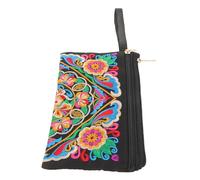 Kisangel Ethnic Embroidery Purse for Women with Zippered Design, Polyester Clutch Wallet, Smart Compartments, for Travel and Evening Party