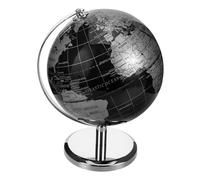 Kisangel European Luxury Desktop World Globe Black Silver Rotating Earth Globe with Meridian Lines Educational for Office and Home Desk Ornament