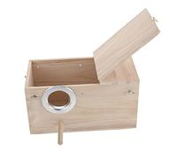 Kisangel Extra Large Wooden Bird Nest Box with Left Side Opening Breeding House for Songbirds Window Bird House Holder Wind and Predator Resistant Educational Nesting Box