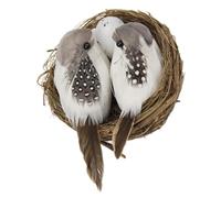 Kisangel Fake Bird Nest with Bird Ornament for Garden and Decor Realistic Wood Texture Photography Prop for Home Patio Lawn and Table Display