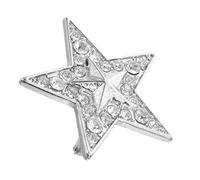 Kisangel Five-pointed Star Retro Brooch Pin in Silver Alloy, Rhinestone-Embellished Vintage Accessory for Jackets and Clothes, Enhances Style and Fashion