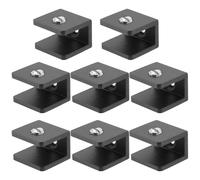 Kisangel Floating Shelf Brackets Glass Clamp 8Pcs Black Small Glass Shelf Support for Wall Mounted Partition and Shower