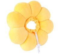 Kisangel Flower Shape Pet Collar for Cats and Dogs, Yellow Cotton Material Anti-licking Function, Soft Multi-purpose Collar Suitable for Wound Healing and Post-surgery Use