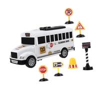 Kisangel Friction Powered Pull Back School Bus for Small Safe Vehicle with Bright Colors and Detailed Cartoon Design Stimulates Hands Thinking Skills for Boys