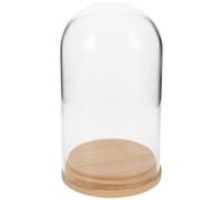 Kisangel Glass Display Case Dome with Bamboo Base Lightweight and Easy to Relocate for Plants and Eternal Flowers Suitable as Office Decor Or Table Centerpiece