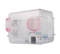 Kisangel Hamster Cage Big Castle Acrylic Pet House with Running Wheel Leakproof Water Jug Food Bowl Chic Design Random Style