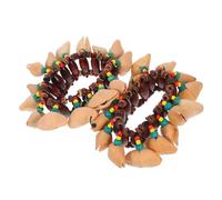 Kisangel Handbells and Easy to Use 2pcs Nut Shell African Tribal Style with Nice Sound Wooden Coconut Shell Bracelets Party Instrument Toy for Party and Dance