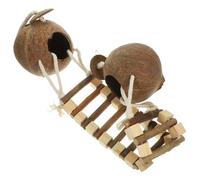 Kisangel Hanging Bird Nest House Toy Ladder Coconuts Shell Birdcage for Breeding Decorative Bird Bed for Pet Parrot Cockatiel