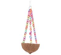 Kisangel Hanging Parrot House Bird Nest Made from Sturdy Coconut Shell with Chain and Hook for Comfortable and Safe Experience Suitable for Birds and Hamsters Random Color