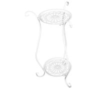Kisangel Heavy Duty Iron Birdbath Stand, 23.6 Inch Two Tier round Base | Vintage White Pedestal, Tip Resistant Support for Garden or Porch Use, Easy to Move and Clean