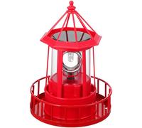 Kisangel Led Solar Rotating Lighthouse Lamp for Garden Patio Outdoor, Iron Solar Garden Lighthouse Decor