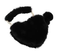 Kisangel Love Heart Bag Plush Heart Shape Single Shoulder Bag for Women | Plush Texture, Large Capacity, Shopping and Going, Black Colour, Elegant Classic Style
