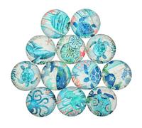 Kisangel Marine Pattern Glass Patches 20mm 20pcs Mixed Color DIY Jewelry Making Accessories Imitated Gemstone Glass Snaps for Nautical Decoration and Aquarium Décor Random Color