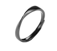 Kisangel Men Silver Ring Couple Bands in S925 Pure Silver, Comfortable and Modern Open Design Black and White Rings, Gift for Long Distance Relationships and Performances