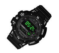 Kisangel Men's Digital Quartz Watch with Adjustable Strap and Luminous Design Glow the Dark Watch for Students and Sports Use in Black for Holiday