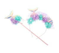 Kisangel Mermaid Cosplay Set Lightweight Headband and Fairy Wand Accessories for Sequin Mermaid Tail Design Party Costume Decoration