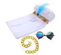 Kisangel Middle Eastern Saudi Dog Costume for Small Pets Lightweight Breathable Arabian Headscarf with Chain Necklace and Bandana Handcrafted Pet Outfit for Halloween Party and Photo Props
