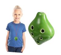 Kisangel Mini Ceramic Ocarina in Green with 6-hole Short Mouth Design, Compact and Portable Wind Instrument for Beginners with Sound, Comes with Lanyard and Music Score, for Practice