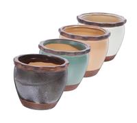 Kisangel Mini Ceramic Planter Pots with Eye-catching Design 4pcs Compact Succulent Planting Containers for Small Plants and Cacti for Indoor Use and Windowsills