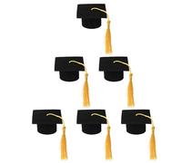 Kisangel Mini Doctoral Wine Bottle Cap Covers Non-woven Fabric in Yellow 6pcs Add Festive Touch to Beer Bottle for Graduation Festival and Holiday Season