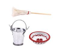 Kisangel Mini Doll House Cleaning Supply for Lightweight Bucket Mop Basin for Pretend Play Safe Non Sharp Edges for Boys and Role Play