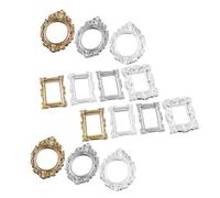 Kisangel Mini Resin Vintage Frames Retro Style and Phone Case Decor 14pcs Square and Oval Frame Ornaments, Compact Craft Material Set for DIY Crafts Making