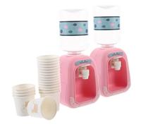 Kisangel Mini Water Dispenser for Lifelike Cartoon Design with Pink Coolers and Paper Cups Simulated Home Appliance for Hand Eye Coordination and Creative Play