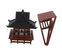 Kisangel Miniature Asian Pavilion Figurine with Floating Design Bonsai Statue for Tabletop Zen Gardens and Indoor Water Features Traditional Chinese Japanese House Model Height
