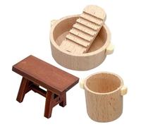 Kisangel Miniature Basin Washboard Bucket for Dollhouse Tiny Water Barrel Decorative Miniature Model for Toy and Landscaping Mini House Decor