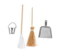 Kisangel Miniature Broom Set Mini House Cleaning Decor Dustpan Bucket Mop Models for Dollhouse Micro Landscape for Themed Parties Indoor Decoration