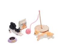 Kisangel Miniature Cat Figurines Playset with Realistic Tiny Kitten and Mini Yarn Ball for Dollhouse Accessories Cats for Indoor Creative Play and Storytelling