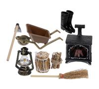 Kisangel Miniature Dollhouse Fireplace with Realistic Logs Non Luminous Vintage Bronze Lighting Decor for Dollhouse Miniatures Farm Props for Mini Home Decoration and Photography