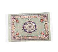 Kisangel Miniature Dollhouse Rug Green Turkish Style Woven Tassel Mini Floor Mat for Dollhouse Decor Polyester Material Fade Resistant and Easy to Clean Mini Carpet for DIY Miniature Scenes