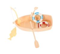 Kisangel Miniature Fishing Boat Set with Tiny Swim Ring Realistic Mini House Supplies for Dollhouse Decor Fishing for Bedroom Living Room Kitchen Scenes Creative DIY Accessory