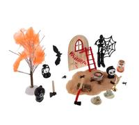Kisangel Miniature Halloween Dollhouse Accessories Intricate Resin Spooky Figurines Haunted House Decor Fairy Garden Crafts Halloween Party Decorations Multi-scene Compatible