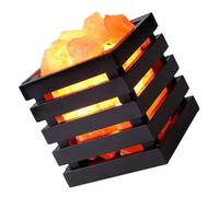 Kisangel Modern Simple Wooden Salt Table Light LED Night Lamp with UK Plug Unique Compact Atmosphere Light for Bedroom Bedside Decor Rock and Wood Material Stylish Chic Design