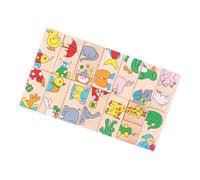 Kisangel Montessori Animal Pattern Domino Blocks Puzzle for Educational Color Recognition Skill-developing S Wood Puzzle Playset